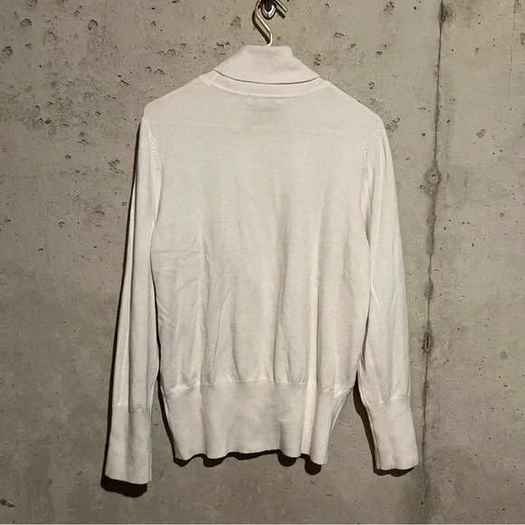 JM Collection Acrylic Blend Button Sleeve Turtleneck Sweater Cream Sz L - Picture 5 of 8